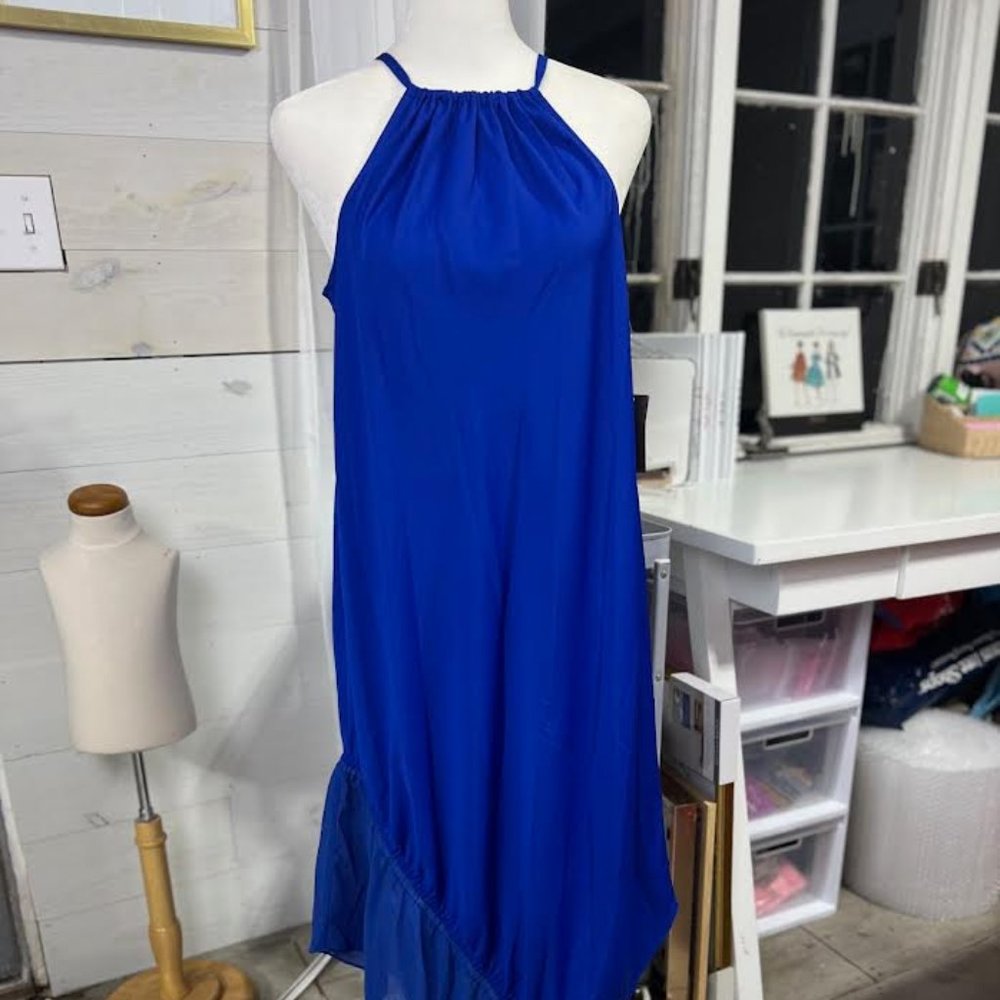 NWT Rachel Roy June Santorini Sleeveless Asymmetrical Dress in Blue - Size S